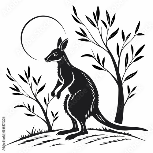 wallaby black silhouette icon vector