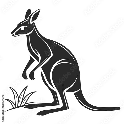 wallaby black silhouette icon vector