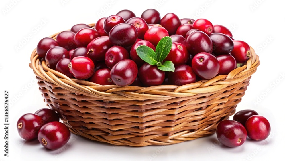 A Basket of Fresh Ripe Cranberries Ready for Harvest A Basket of Fresh Ripe Cranberries Ready for Harvest