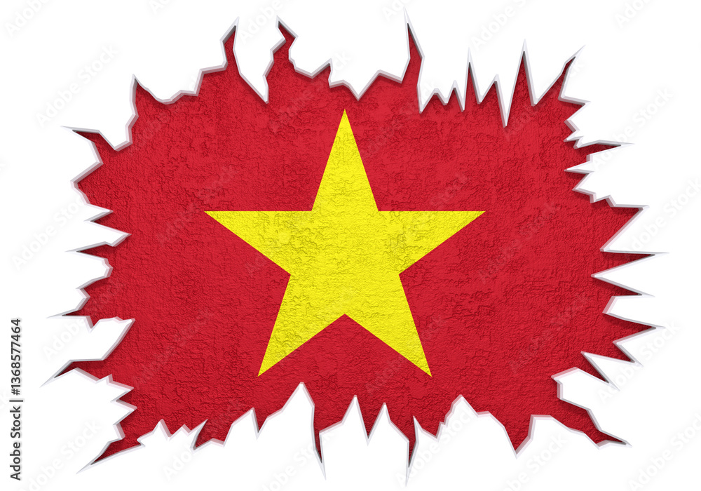 Fototapeta premium Vietnam flag inside cracked wall 