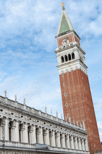 The top of the tower bell of San Marco square in Venice