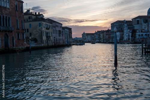 View of Canal Grande in Venice at the sunset