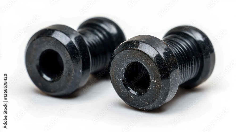 Close-up of Two Black Metal Threaded Bolts Close-up of Two Black Metal Threaded Bolts