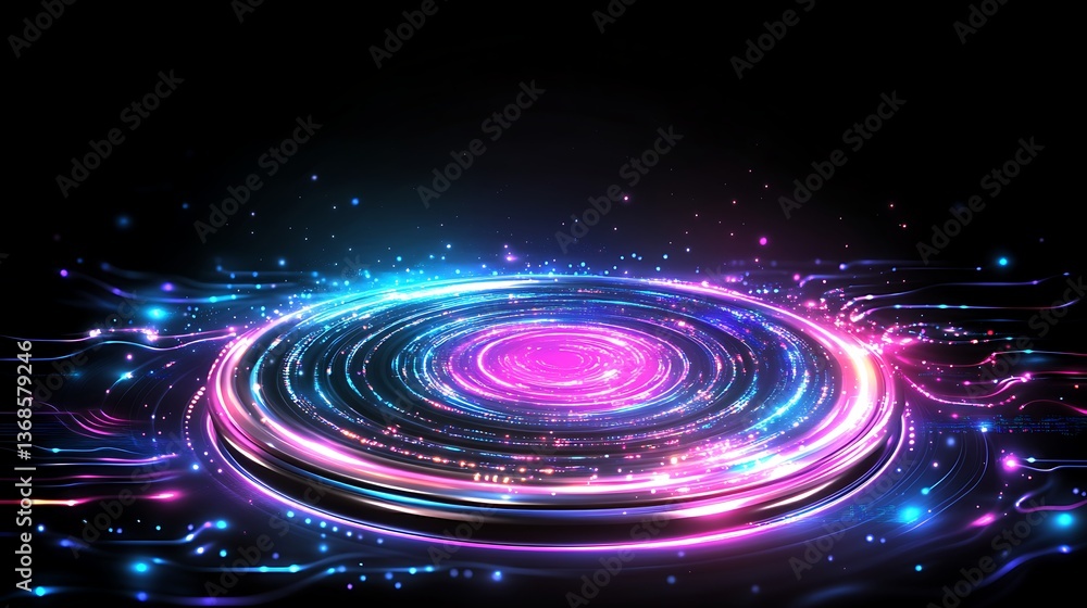 Obraz premium Abstract Neon Circular Stage