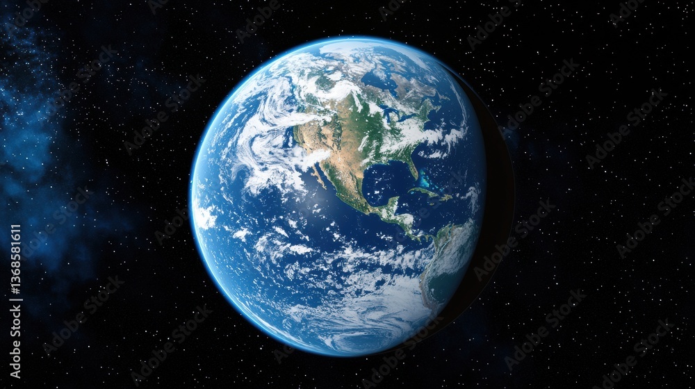 Obraz premium Serene earth a stunning view of our planet from space