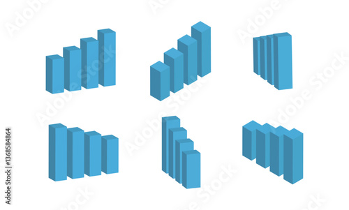 棒グラフ　アイソメ　青