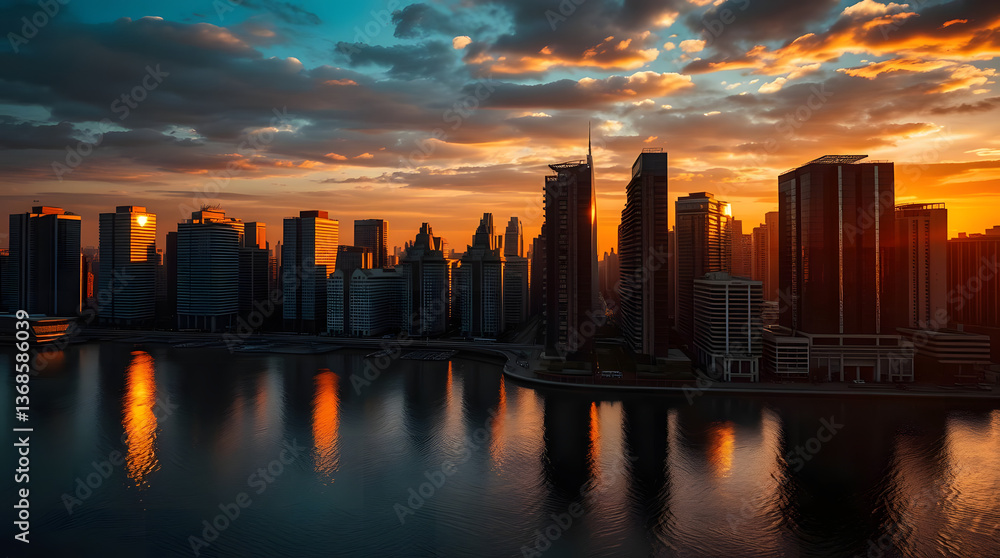 Obraz premium sunset over the city