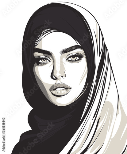 Fierce Middle Eastern woman with intense eyes showcasing strength and confidence in traditional attire