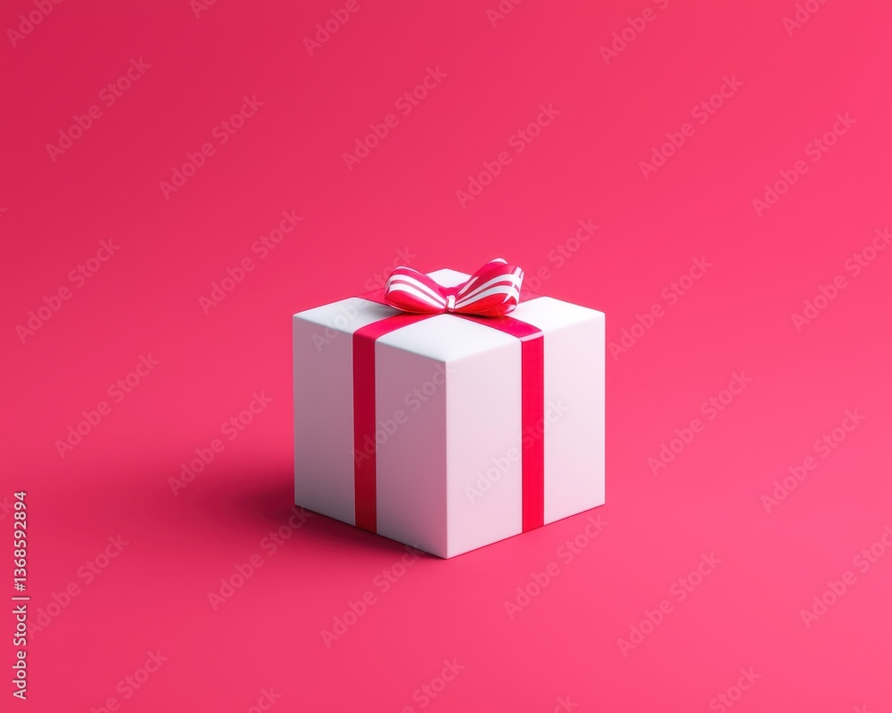Obraz premium A beautifully wrapped gift box on a vibrant pink background for celebration and joy.