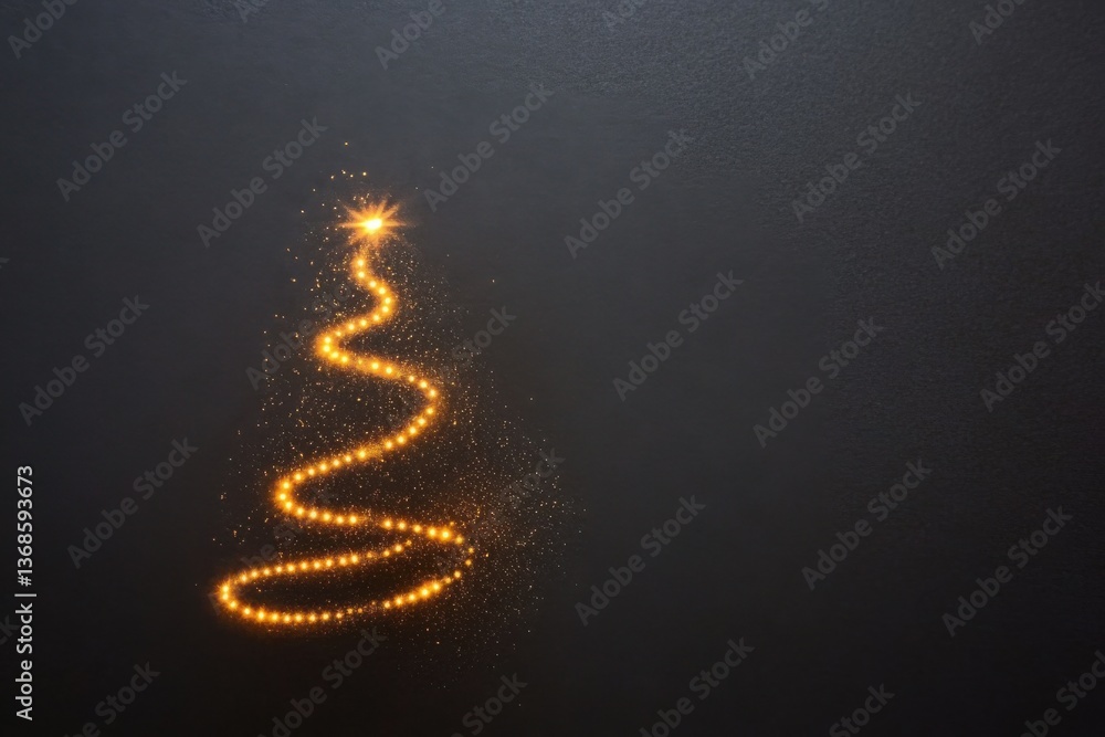 Obraz premium Minimalistic festive design with glowing christmas tree for holiday decor