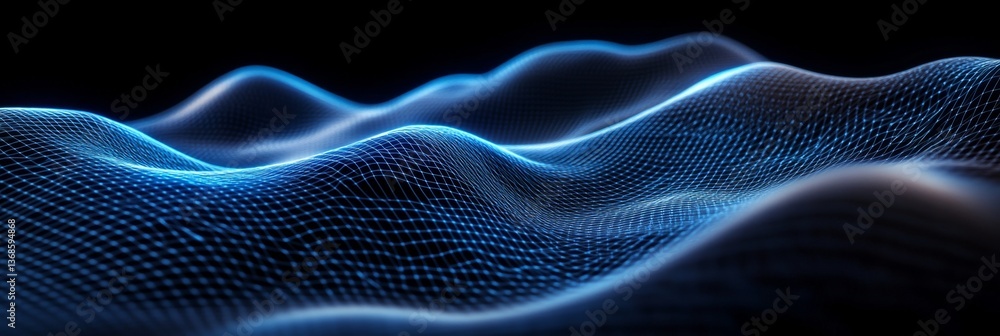 Dynamic flowing waves of blue light forming a digital grid with smooth movement Dynamic flowing waves of blue light forming a digital grid with smooth movement