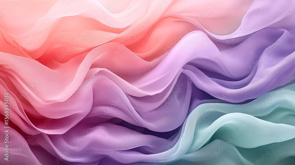 Fototapeta premium A dreamy pastel watercolor texture with soft pink, lavender, and mint green blending seamlessly in a fluid motion