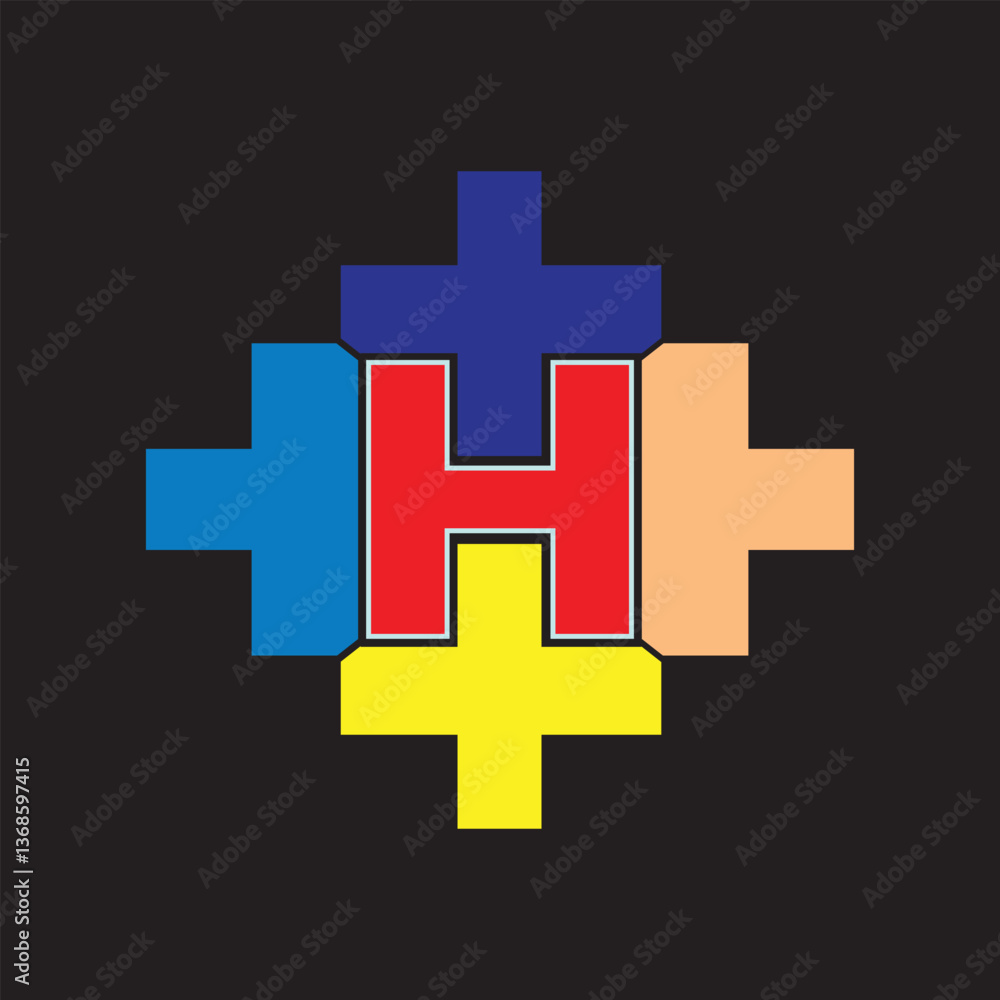 Fototapeta premium simple medical logo with initial letter h
