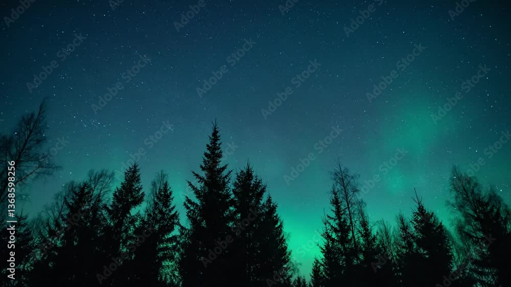 Timelapse of aurora borealis over the forests in early spring in Pirkanmaa, Finland Timelapse of aurora borealis over the forests in early spring in Pirkanmaa, Finland
