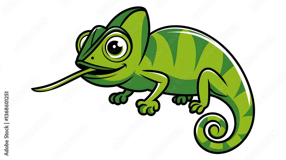 Obraz premium Charming Green Chameleon Illustration with Playful Details
