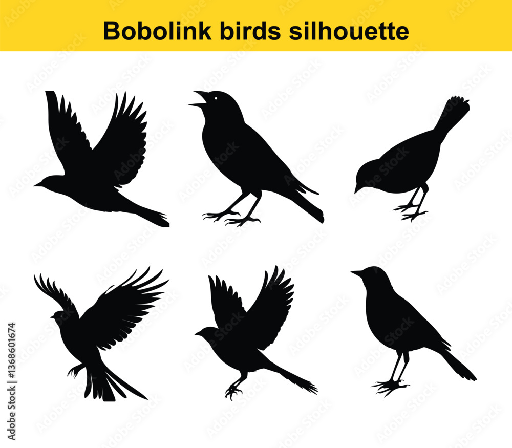 Obraz premium Bobolink birds silhouette collection