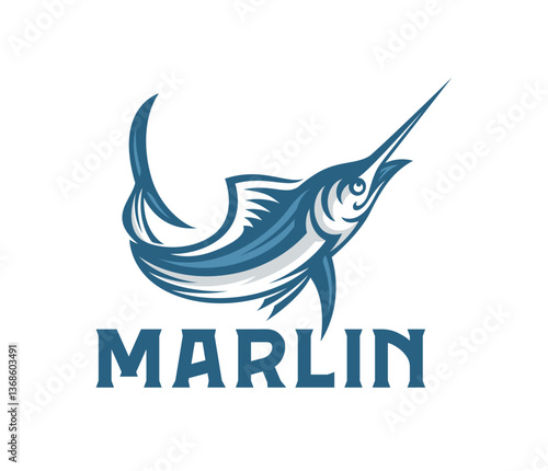 Marlin fishing logo vector illustration. Swordfish fish	
