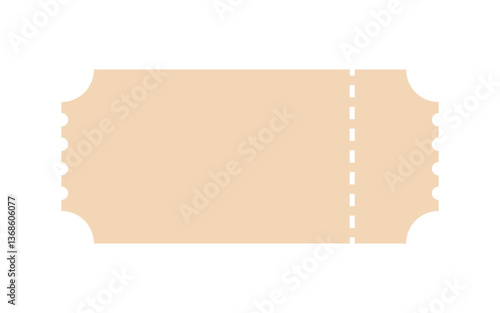 Vintage ticket. Vector ticket illustration. Empty, blank theater, festival, circus, concert, event, movie, party, raffle ticket design template. No text. Vector old school, retro admit one ticket.