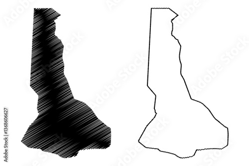 River Nile state (Republic of the Sudan, North Sudan) map vector illustration, scribble sketch River Nile map