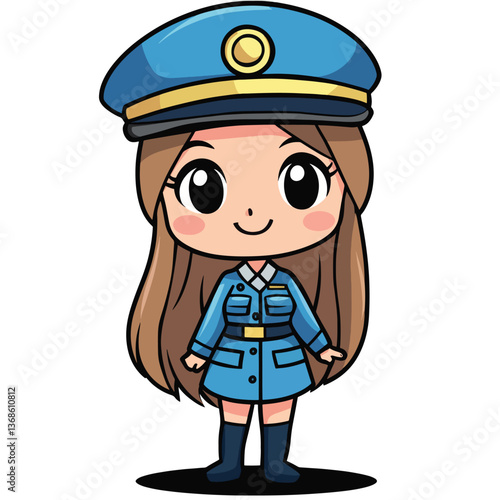 cartoon cute Train Operator girl