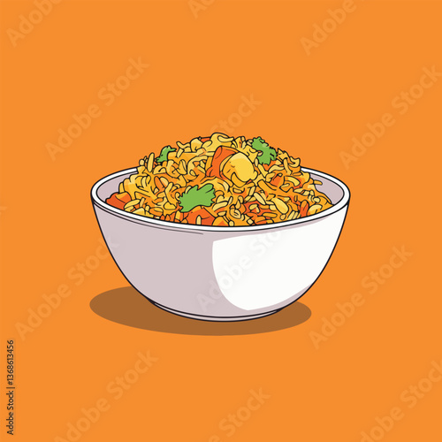 cartoon Biryani no details solid background bright color