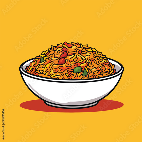 cartoon Biryani no details solid background bright color