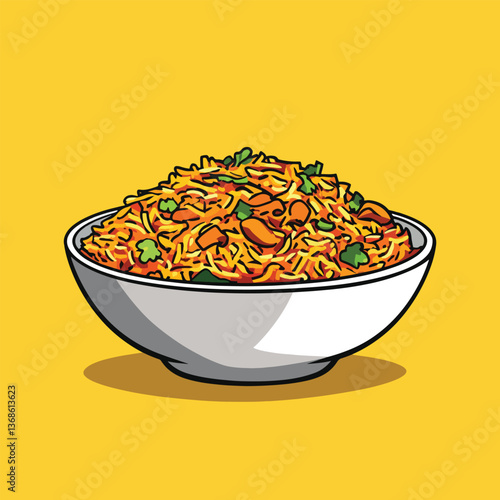 cartoon Biryani no details solid background bright color