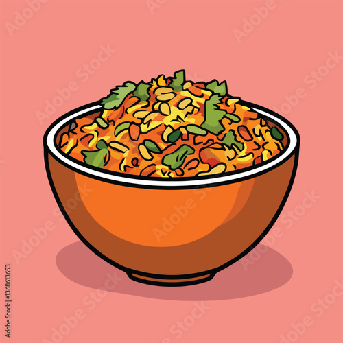 cartoon Biryani no details solid background bright color