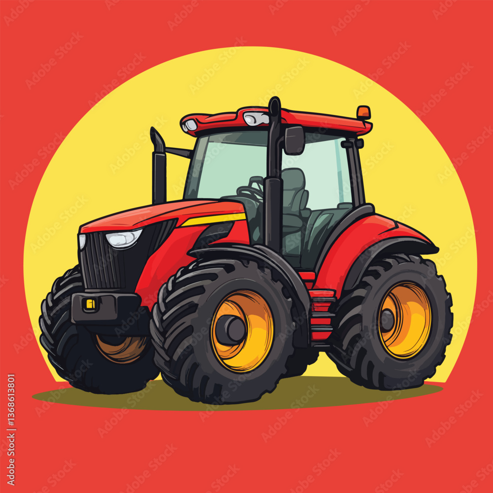 Obraz premium cartoon cute Tractor mascot solid background