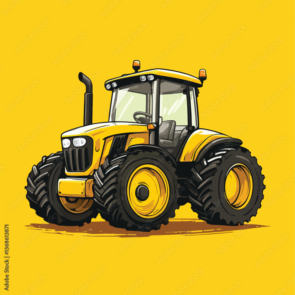 Obraz premium cartoon cute Tractor mascot solid background