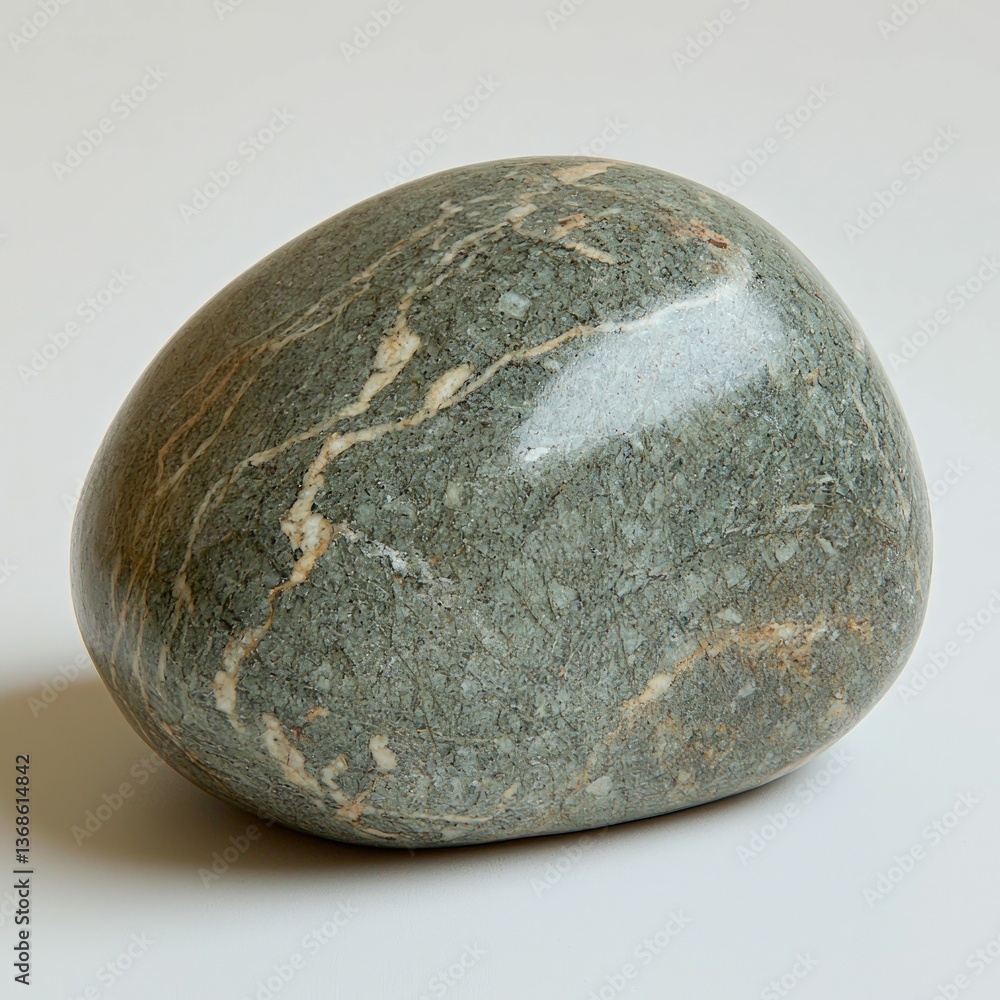 Polished grey stone, veined, smooth surface Polished grey stone, veined, smooth surface