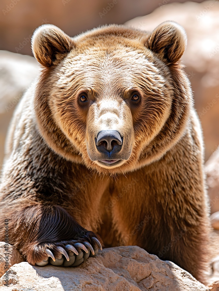 Obraz premium Brown Bear in Rocky Terrain