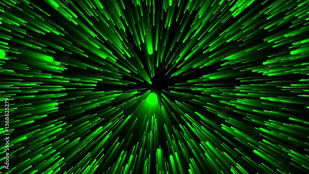 Green light speed warp effect, futuristic animation Green light speed warp effect, futuristic animation