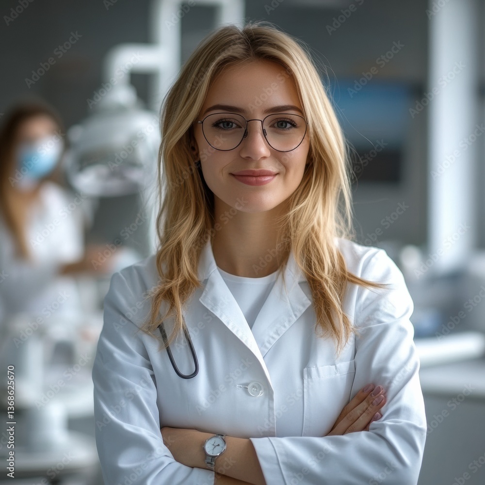 Female dentist delivering an engaging lecture to her peers in a modern clinic setting Generative AI Female dentist delivering an engaging lecture to her peers in a modern clinic setting Generative AI