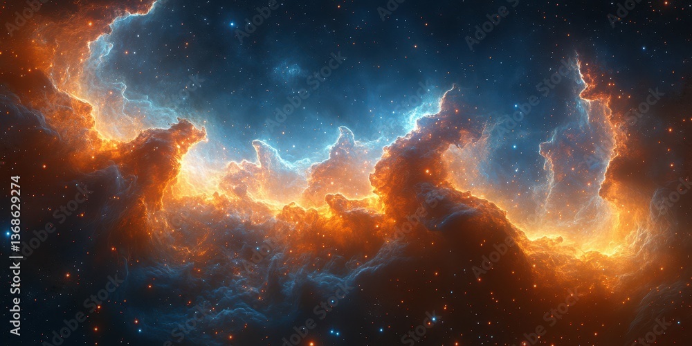 Fototapeta premium Cosmic clouds illuminated by starlight in deep space showcasing vibrant colors and intricate formations