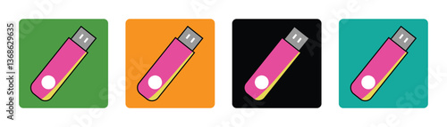 USB drive icon set. Modern USB drive symbol website graphic design. Pen drive symbol isolated on white background. Vector illustration.