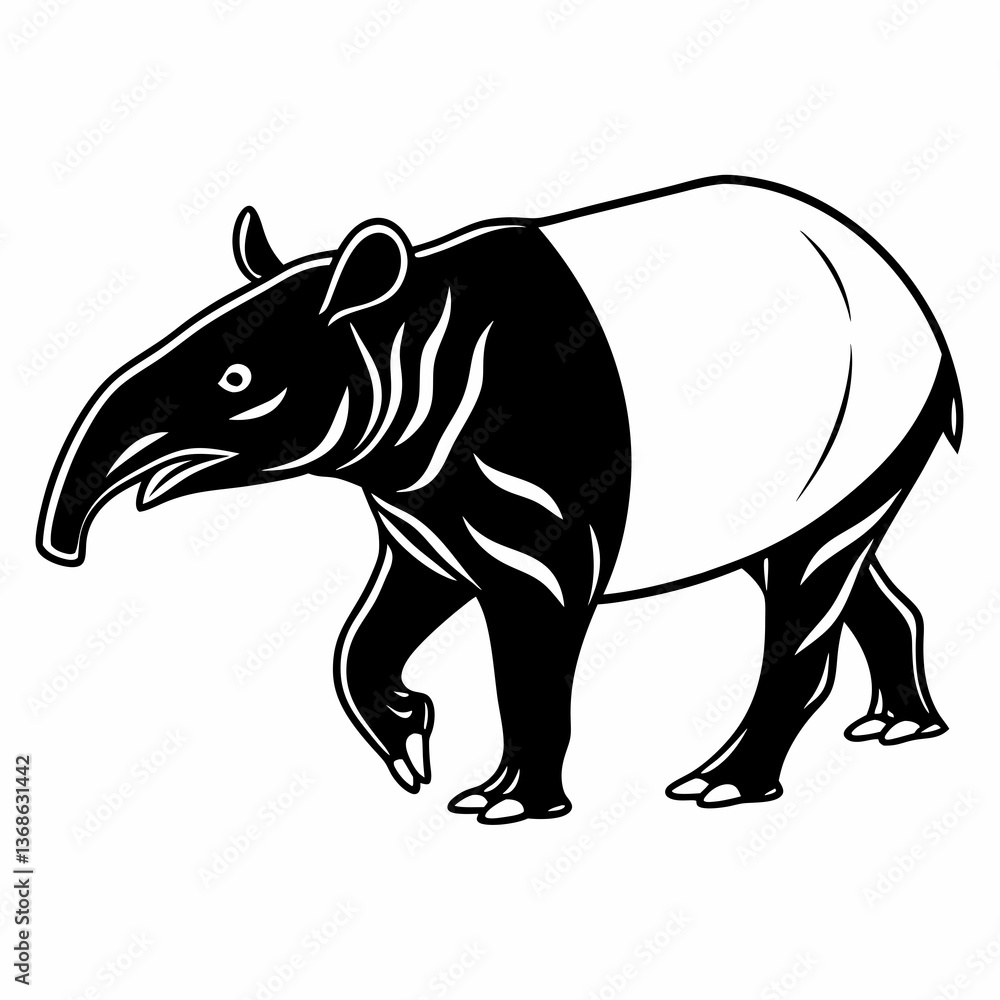 Fototapeta premium tapir black silhouette icon vector