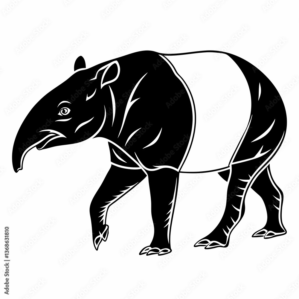 Fototapeta premium tapir black silhouette icon vector