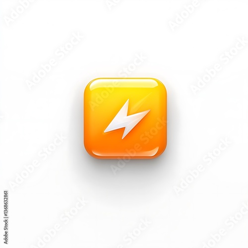 Free Download A Bright Orange Square Button Featuring a White Lightning Bolt - GFXLoad