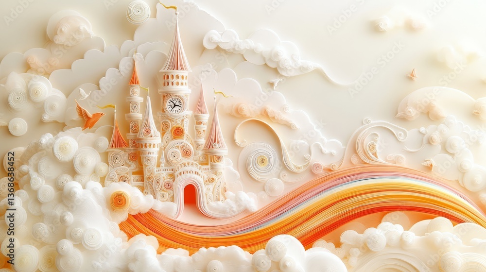 Generic Castle Clouds Perspective Pale Quilling Castle Generic Castle Clouds Perspective Pale Quilling Castle