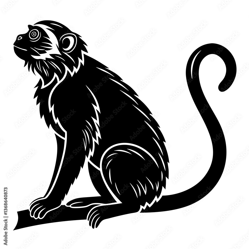 Obraz premium tamarin black silhouette icon vector