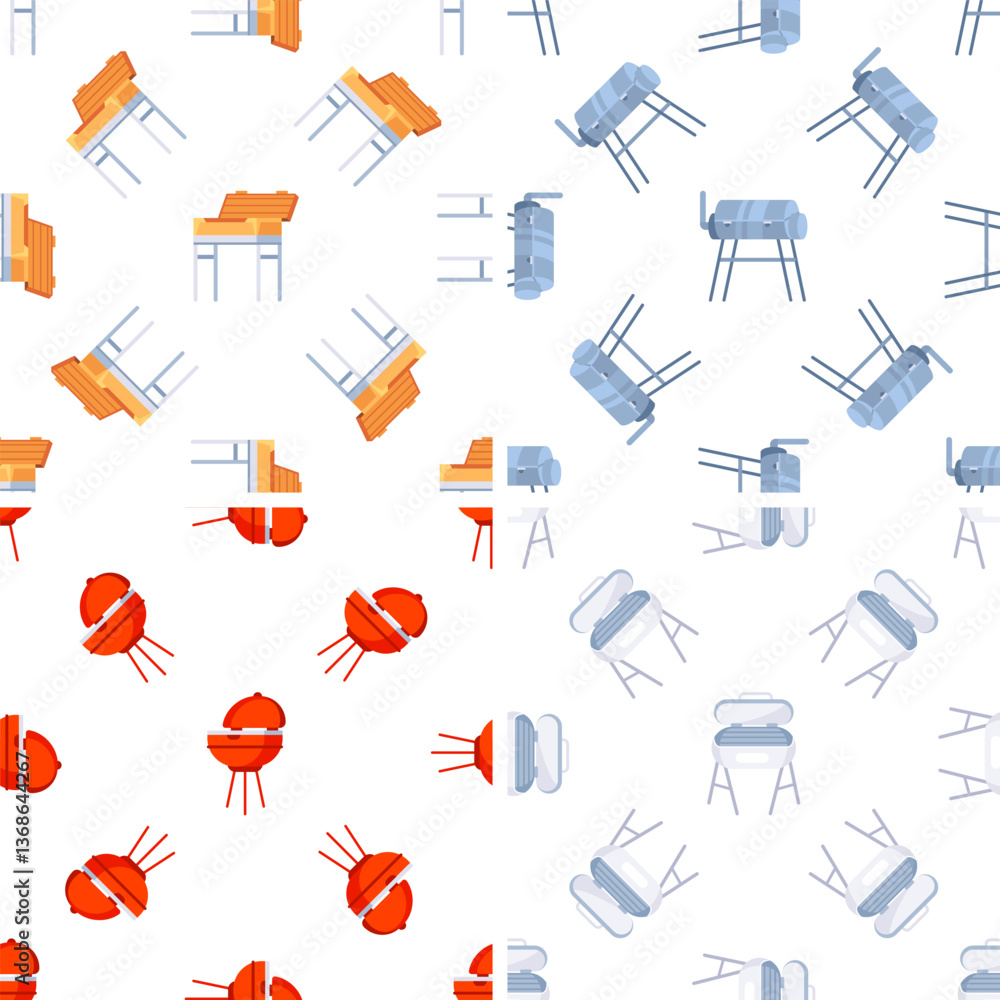 Seamless pattern with barbecue grills showing different cooking methods Seamless pattern with barbecue grills showing different cooking methods