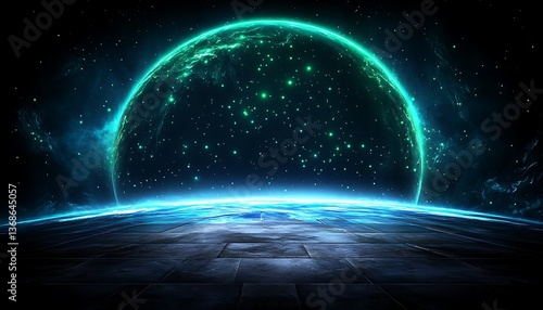 Fototapeta Naklejka Na Ścianę i Meble -  Futuristic Planet Floor Scene