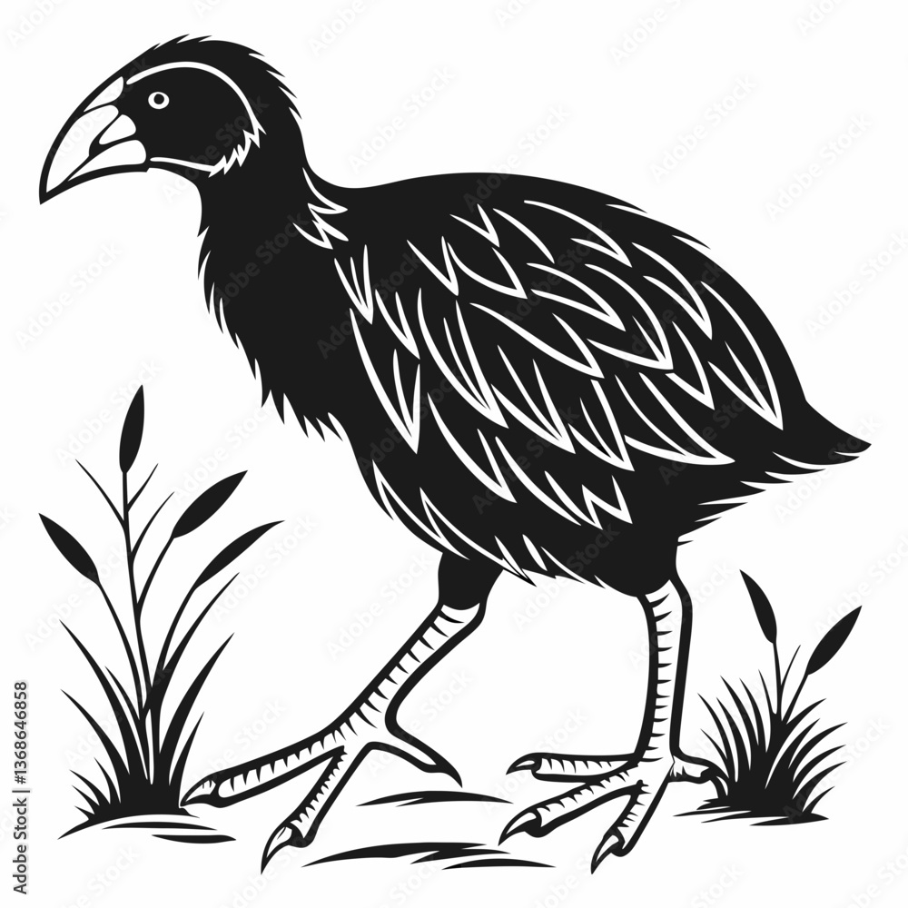 Naklejka premium takahe black silhouette icon vector