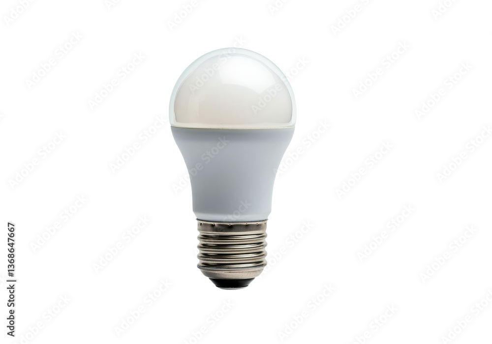 A floating LED light bulb, on a solid white background