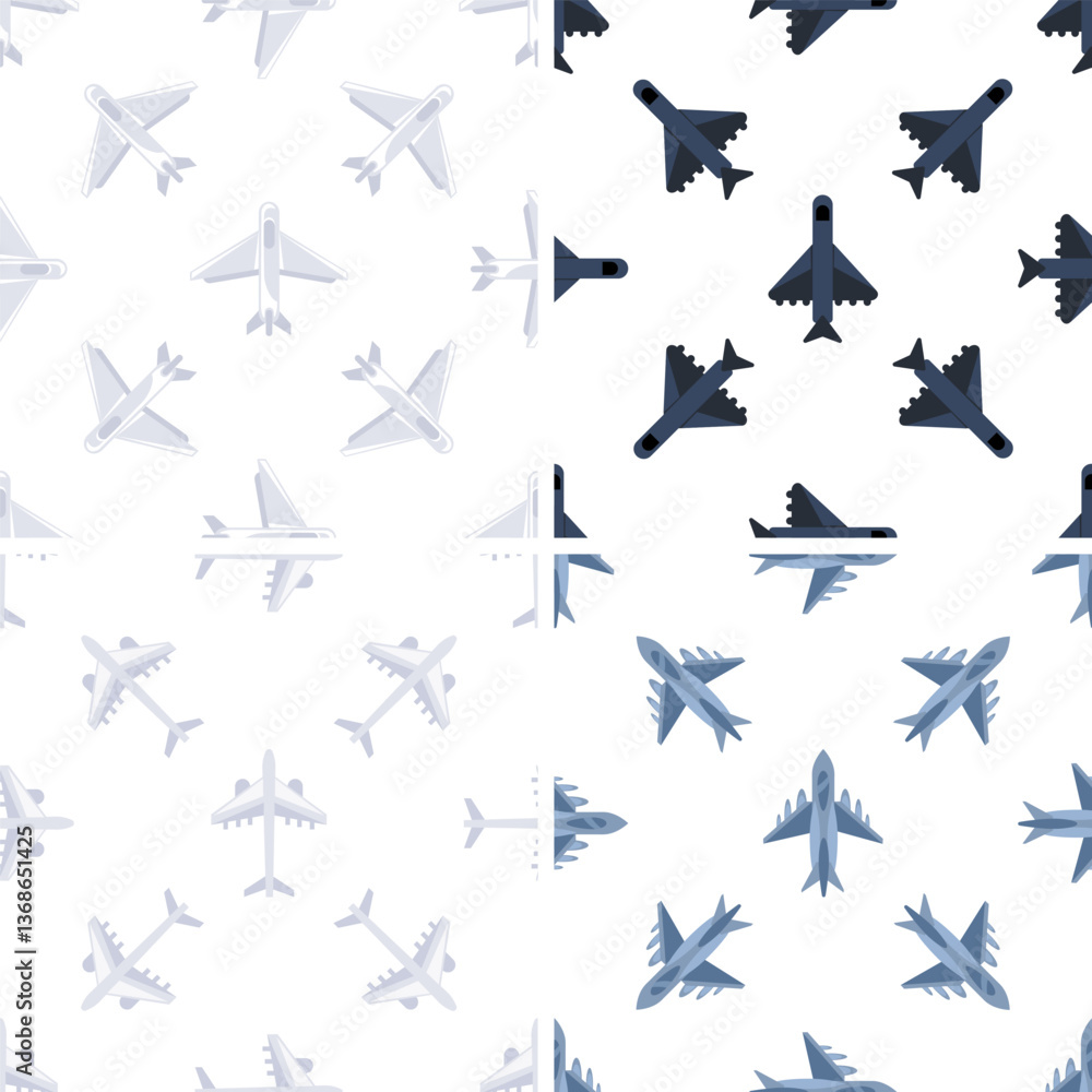 Airplane seamless pattern flying in different directions on white background Airplane seamless pattern flying in different directions on white background