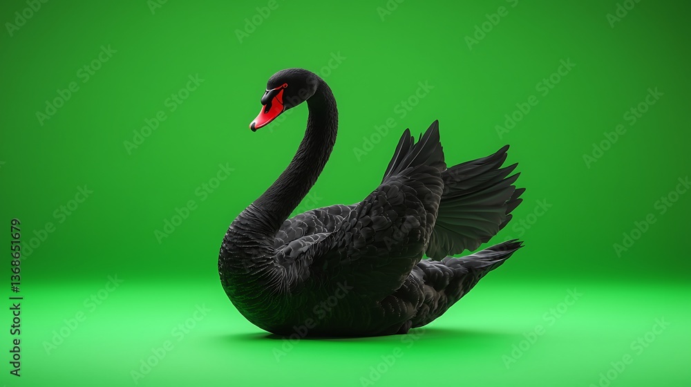 Fototapeta premium Black Swan Green Screen.
