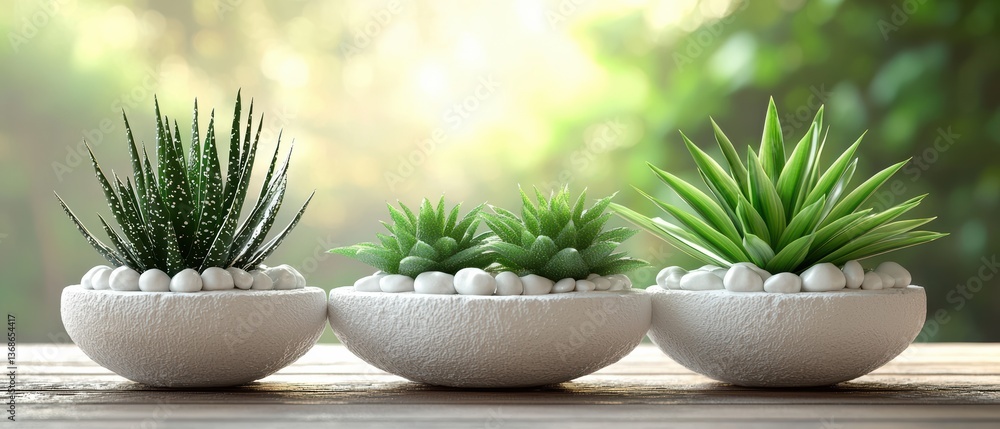 Minimalist plant display with open space for branding Minimalist plant display with open space for branding