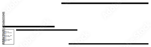 Horizontal lines representing progress, focus paired with a checklist. Ideal for task management, organization, process tracking, workflow planning, prioritization, data display, flat simple metaphor