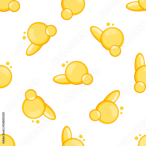 Seamless pattern with omega 3, vitamin d or fish oil shining drops on white background
